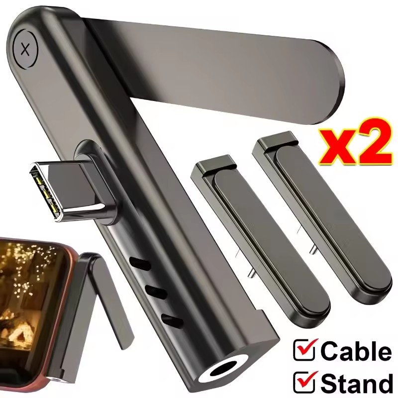 Headphone Stand Desk - Adaptador dobrável portátil USB C para