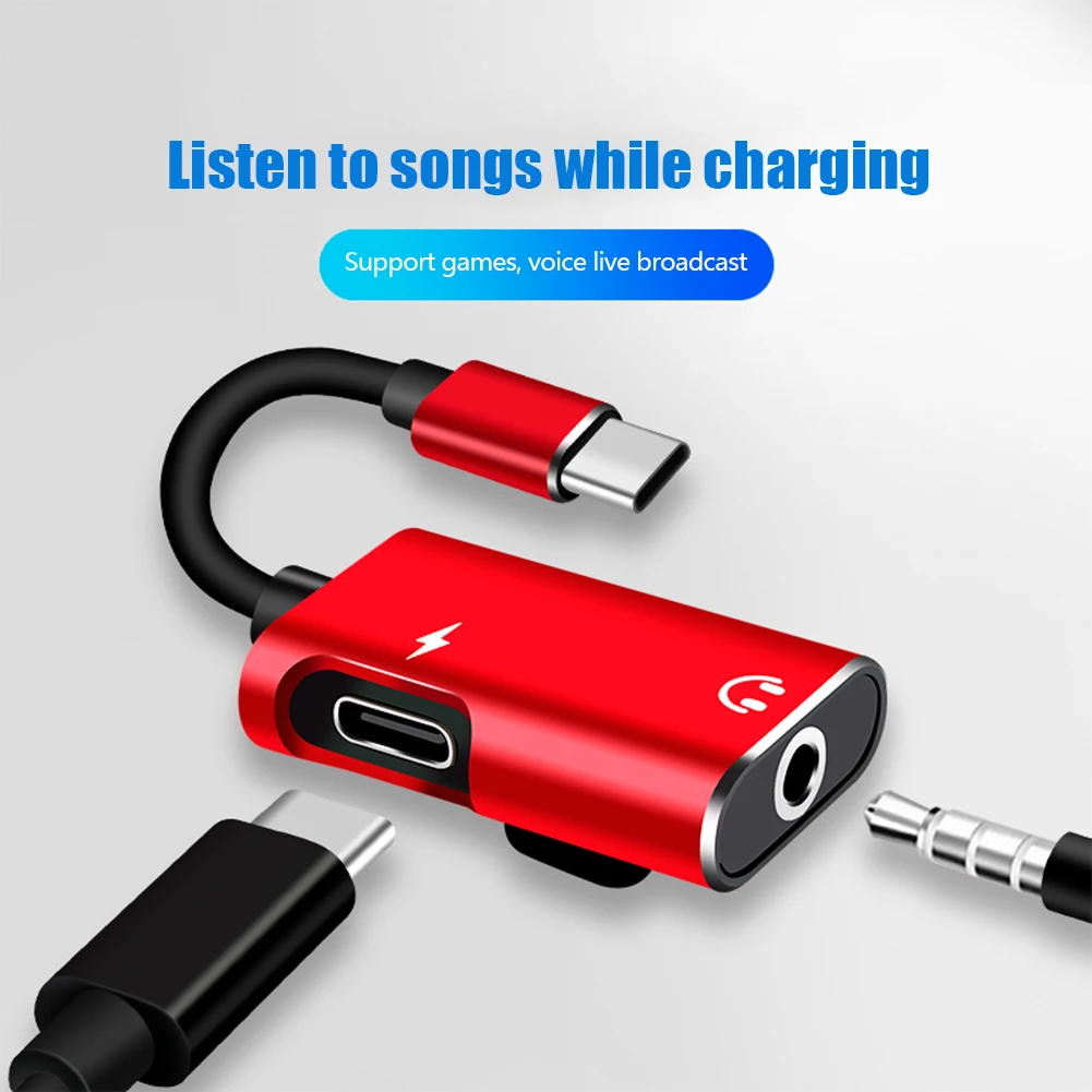 Earphone Splitter Jack - Adaptador 2 em 1 USB-C para