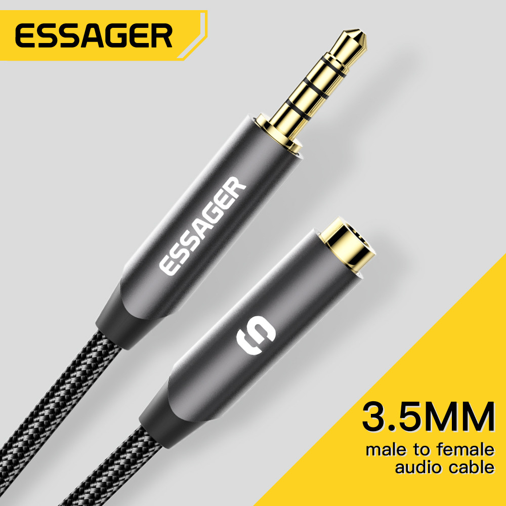 Earphone Splitter Jack - ESSAGER-Cabo De Extensão De Auscultadores Jack,