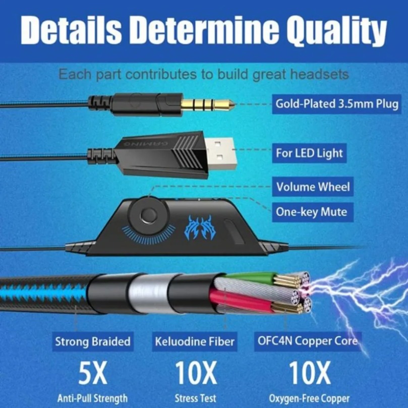 Fone de ouvido para jogos, est - Wired Earphone Mic avaliação e preço