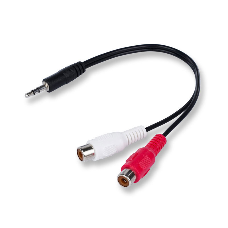 3.5 jack macho para 2rca 2av f - Earphone Splitter Jack avaliação e preço